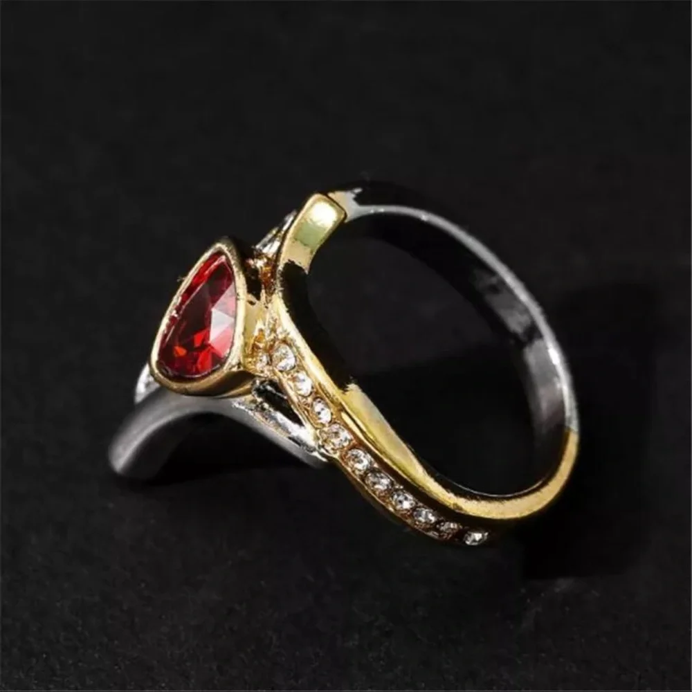 New S925 Sterling Silver 14K gold Two-Color Natural Ruby & White Sapphire Ring